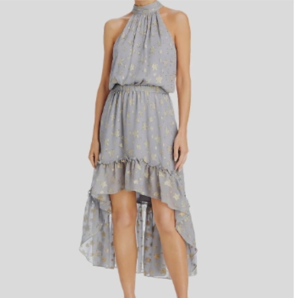 Ramy Brook Ebony Silk Star Print Midi Dress - Picture 1 of 10